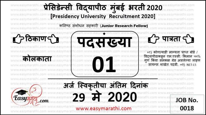 Presidency University Recruitment 2020